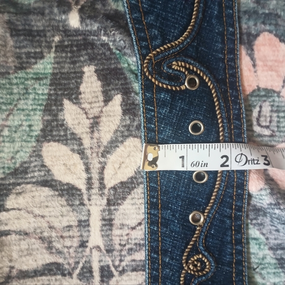 Womens Y2K Chunky Embroidered Denim Belt Boho Western Cowgirl Fairy Grunge - Picture 7 of 7